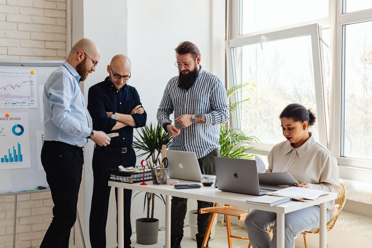 A team collaborating in an office